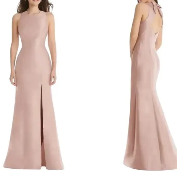 *Alfred Sung Jewel Neck Bowed Open-Back Trumpet Dress Toasted Sugar – 4 - Picture 2 of 15